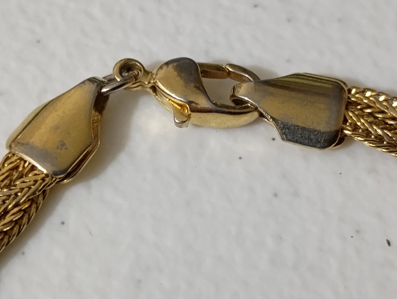 Gold Tone Triple Braided Flat Snake Chain 7.25 In Bracelet