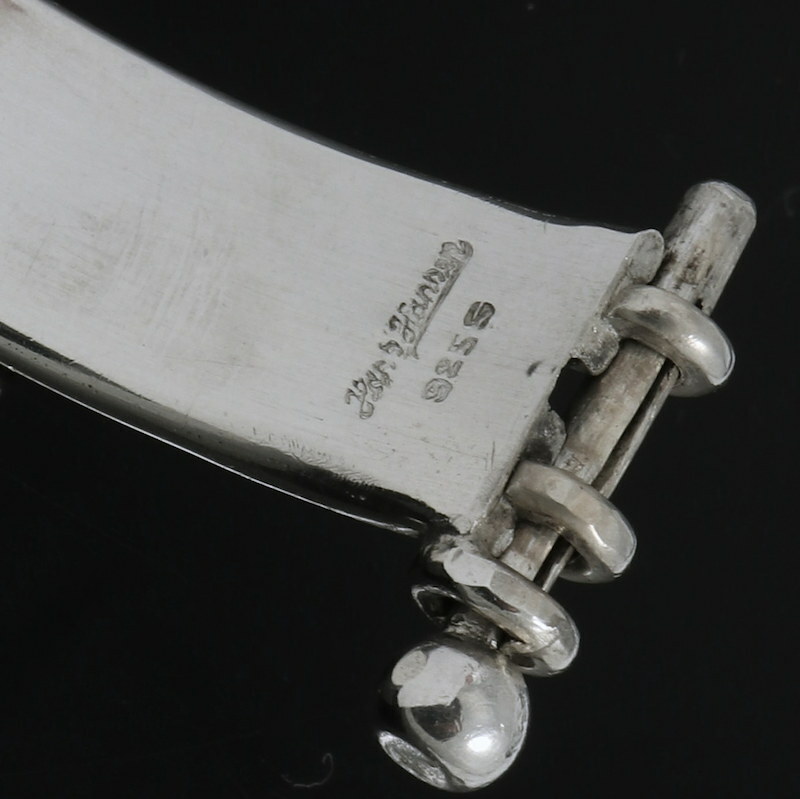 Hans Hansen. Art deco Hindged Sterling Silver Bangle.