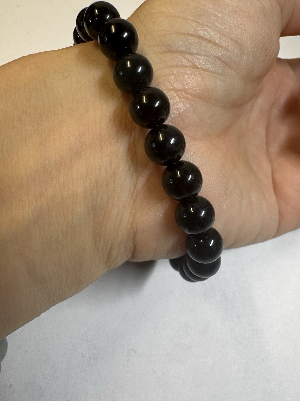 Natural Burmese A-Grade black Jade jadeite 7-8mm 25 beads stretch bracelet new