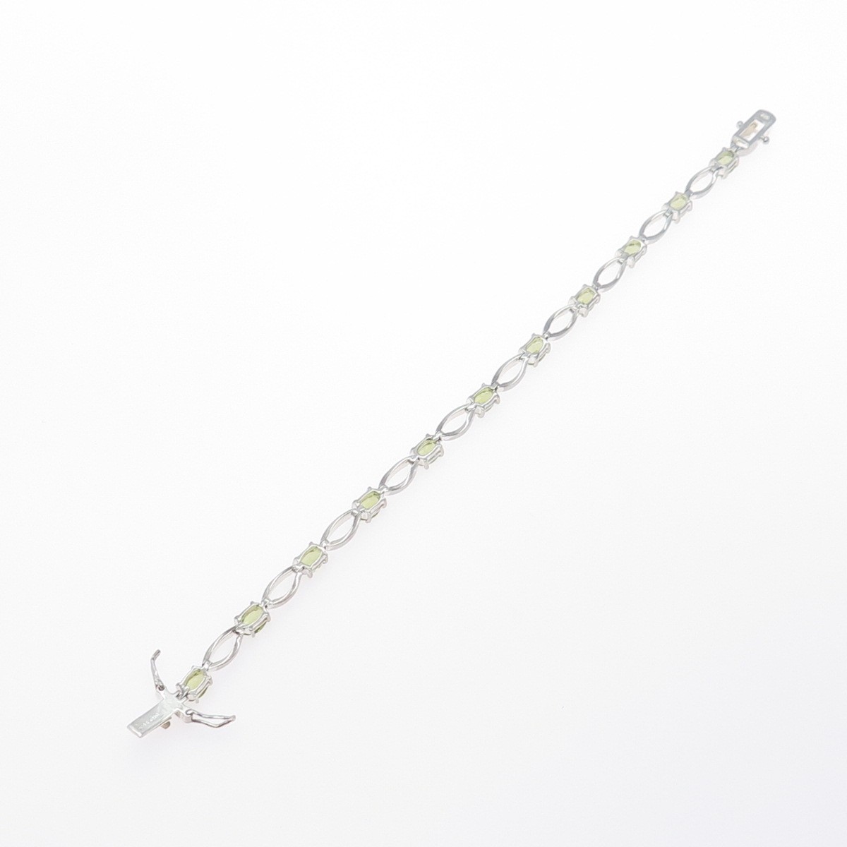 DBJ DEE BERKLE 925 Sterling Silver Vintage Real Round-Cut Peridot Bracelet 7.25″