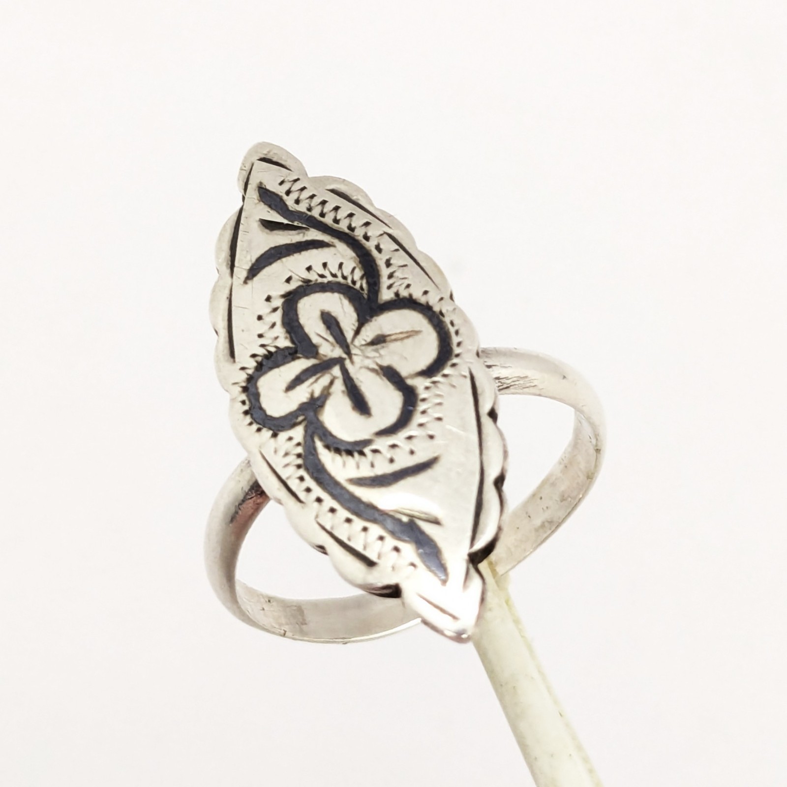 Vintage RING Silver⭐️925 stamp Star USSR with Blackening -size: 7US (17.5mm) #20