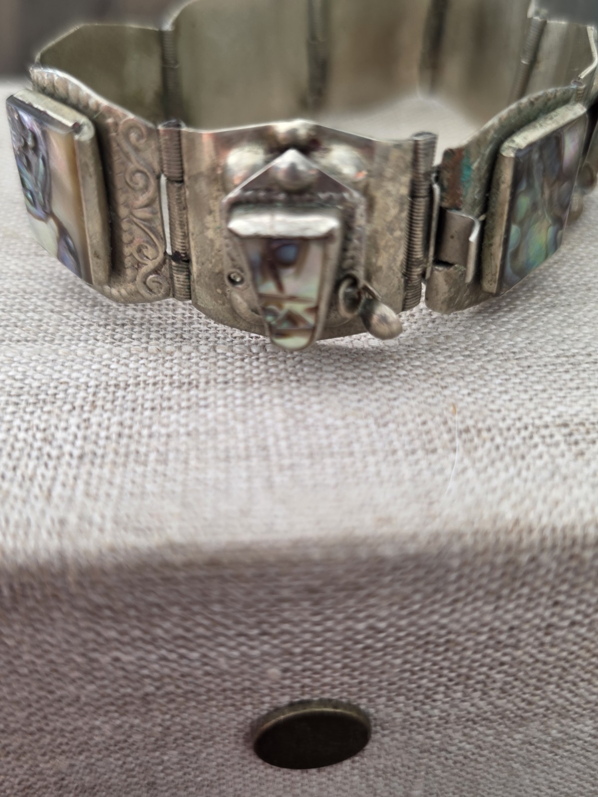 Vintage Alpaca Abalone Ladies Bracelet Signed