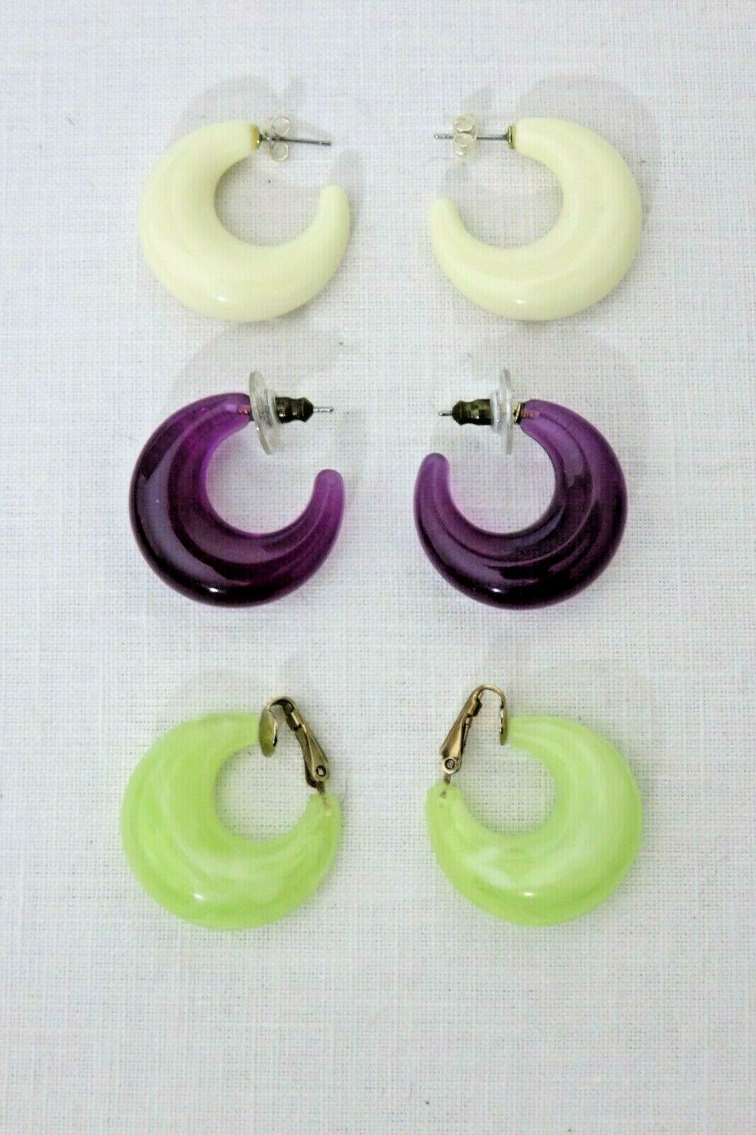 Vintage Group Of Purple, Cream, & Green Earrings Lot 1475 lisasfinds