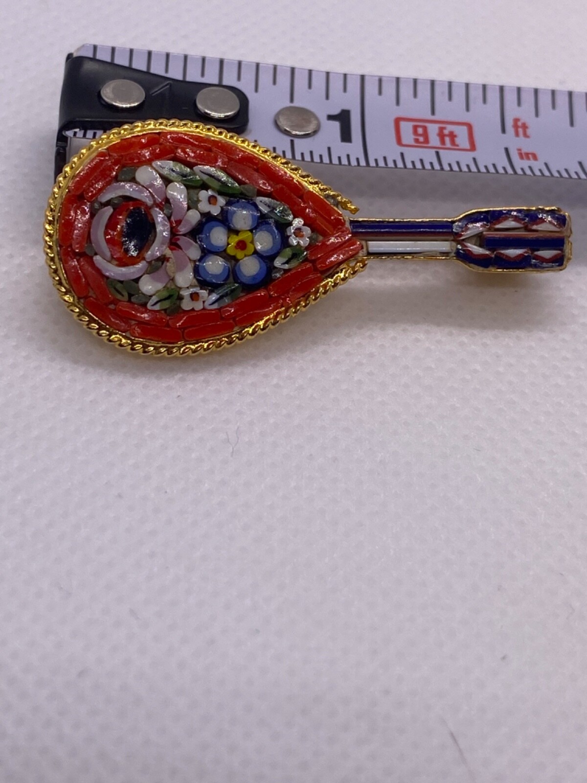 vintage micro mosaic mandolin almost 1 1/2 inch long adorable great finish