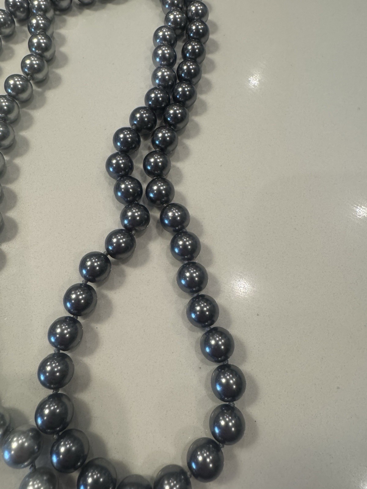 Vintage Ginvenchy cultured pearls. Black and grey. Long strand