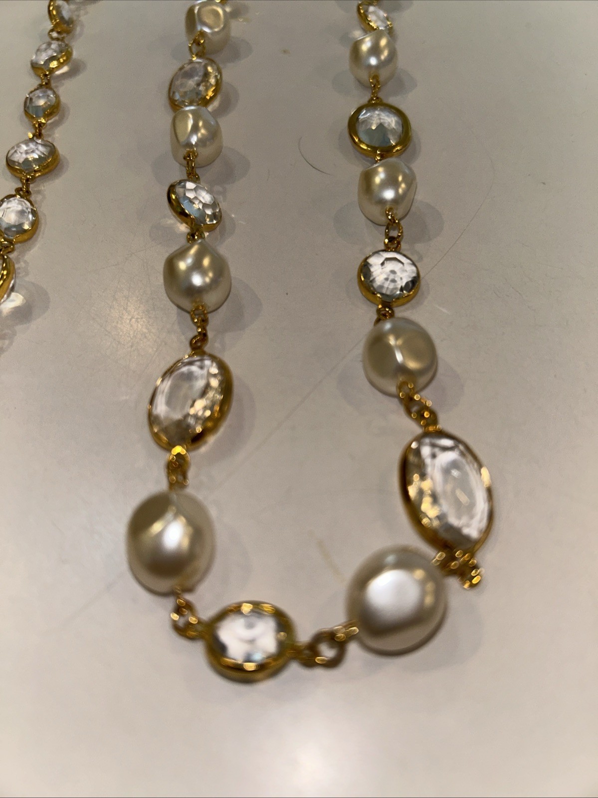 Vtg 2 Faceted Crystals & Baroque Pearls 34” Necklaces WOW