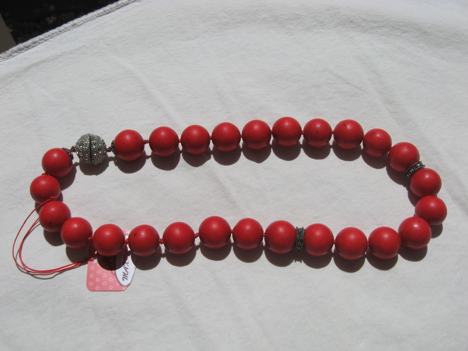 JUDITH JACK NEW NATURAL SARDINIAN 5/8″CORAL/STERLING/MARCASITE NECKLACE/EARRINGS