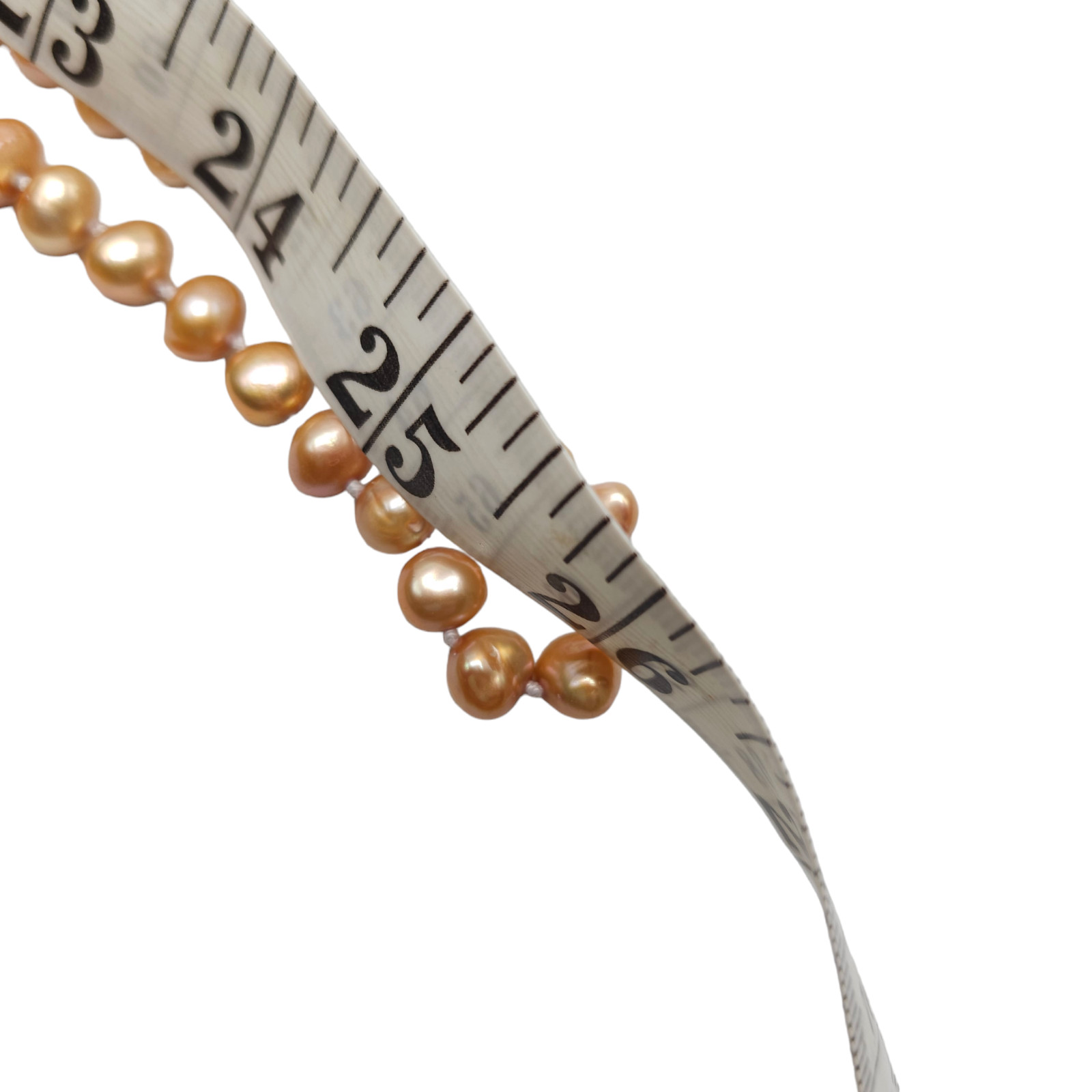 Champagne High Luster Pearl Long Hand-Knotted Necklace Vintage No Clasp
