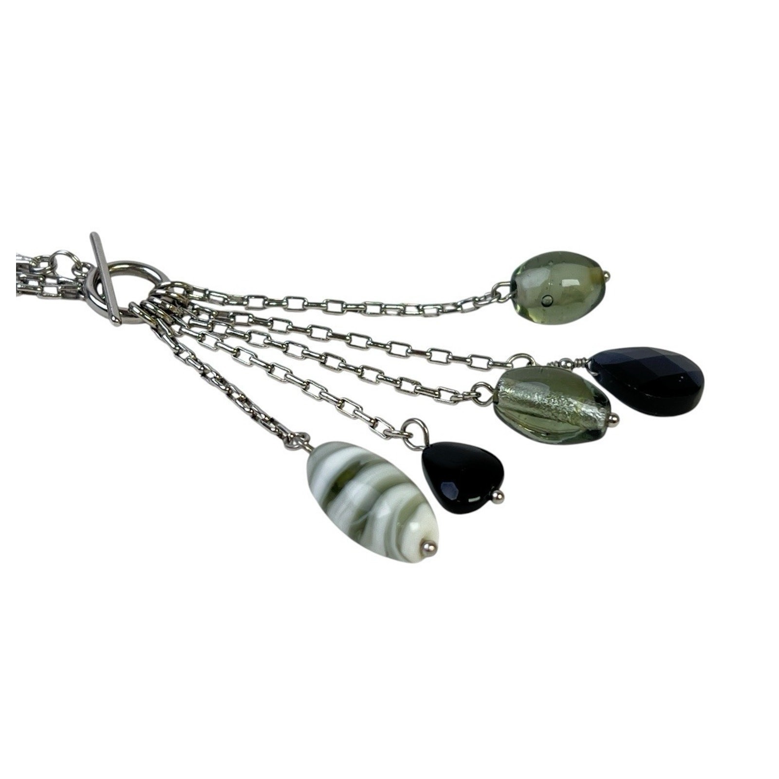 Lia Sophia Y Necklace Myth Dangle Lariat Drop Art Glass Beaded Tassel Fashion