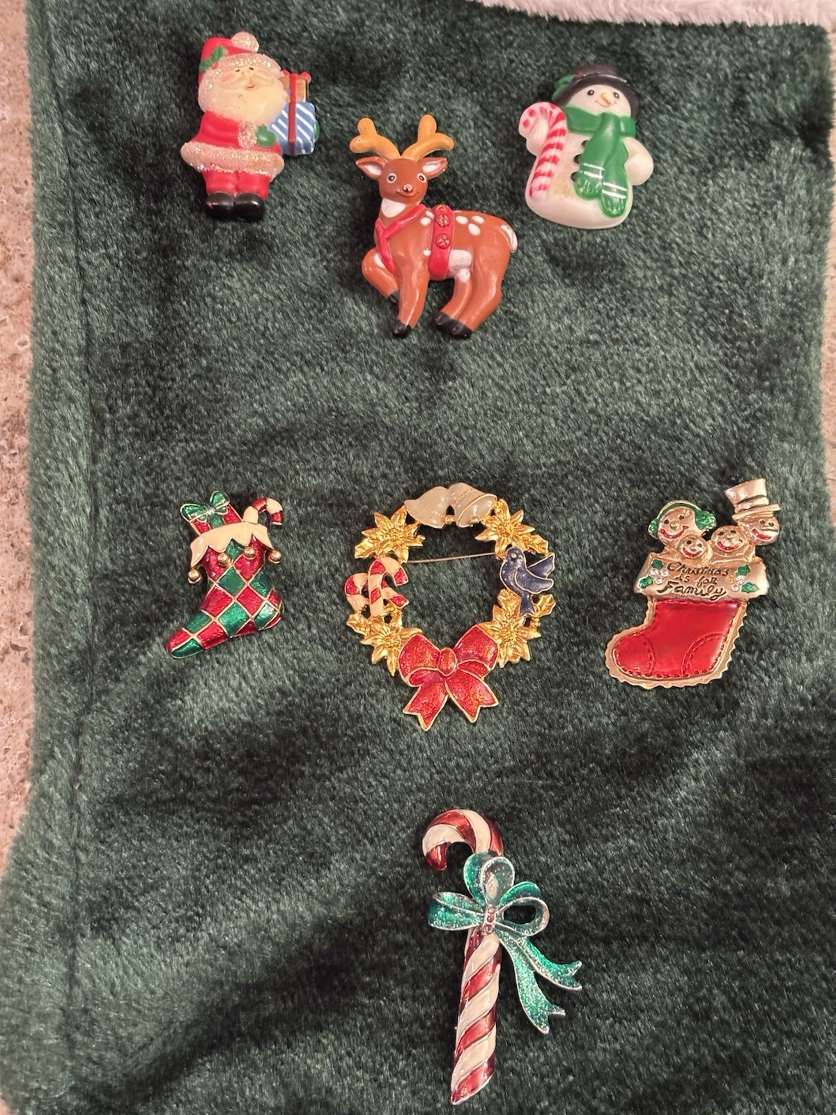 Vtg Collection Of 9 Christmas Pin/Brooches Gold Plate Enamel Fun World Plastic