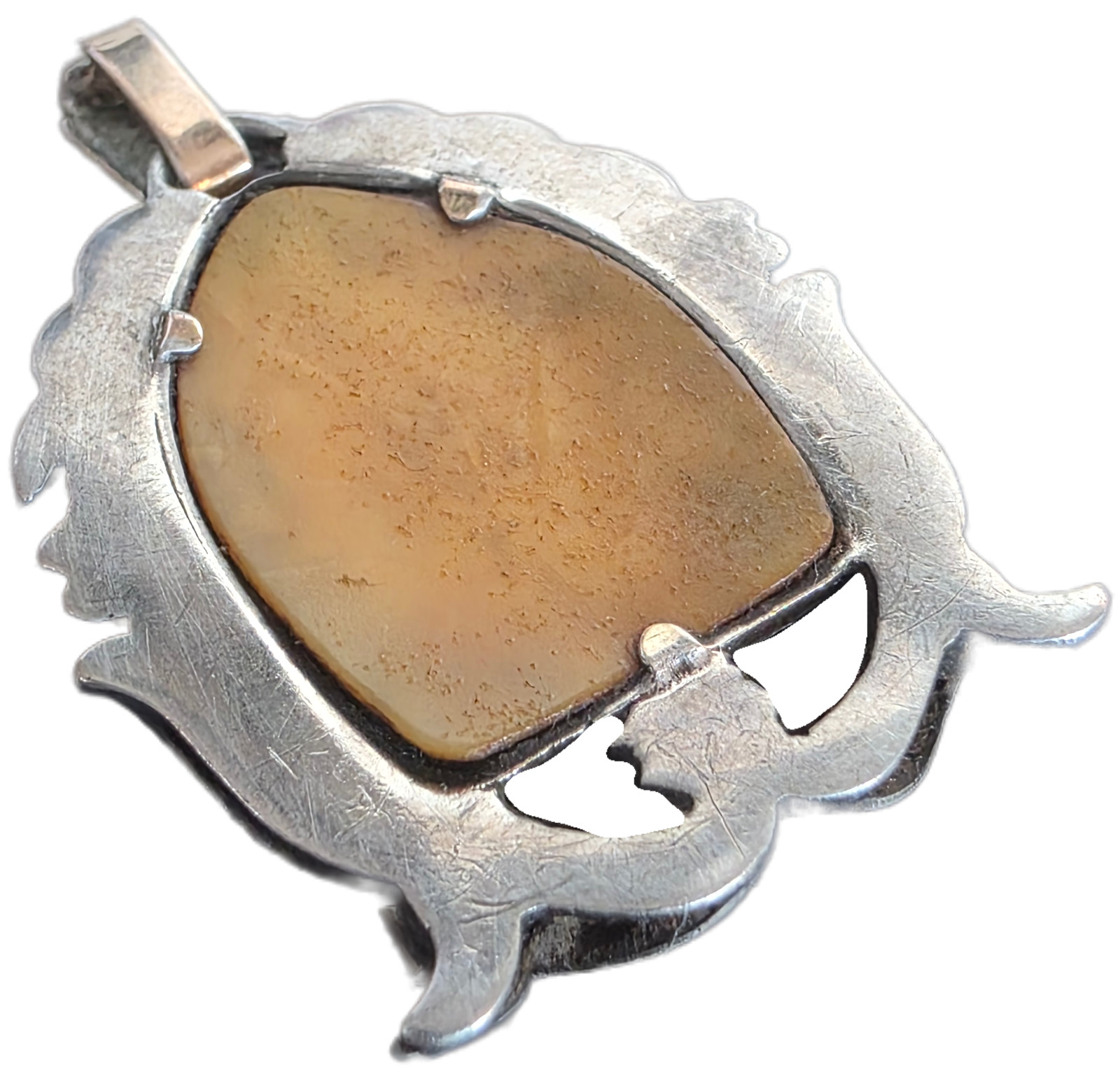 Antique Silver-Gilt Devotional Pendant with Mother-of-Pearl Madonna, c. 1890