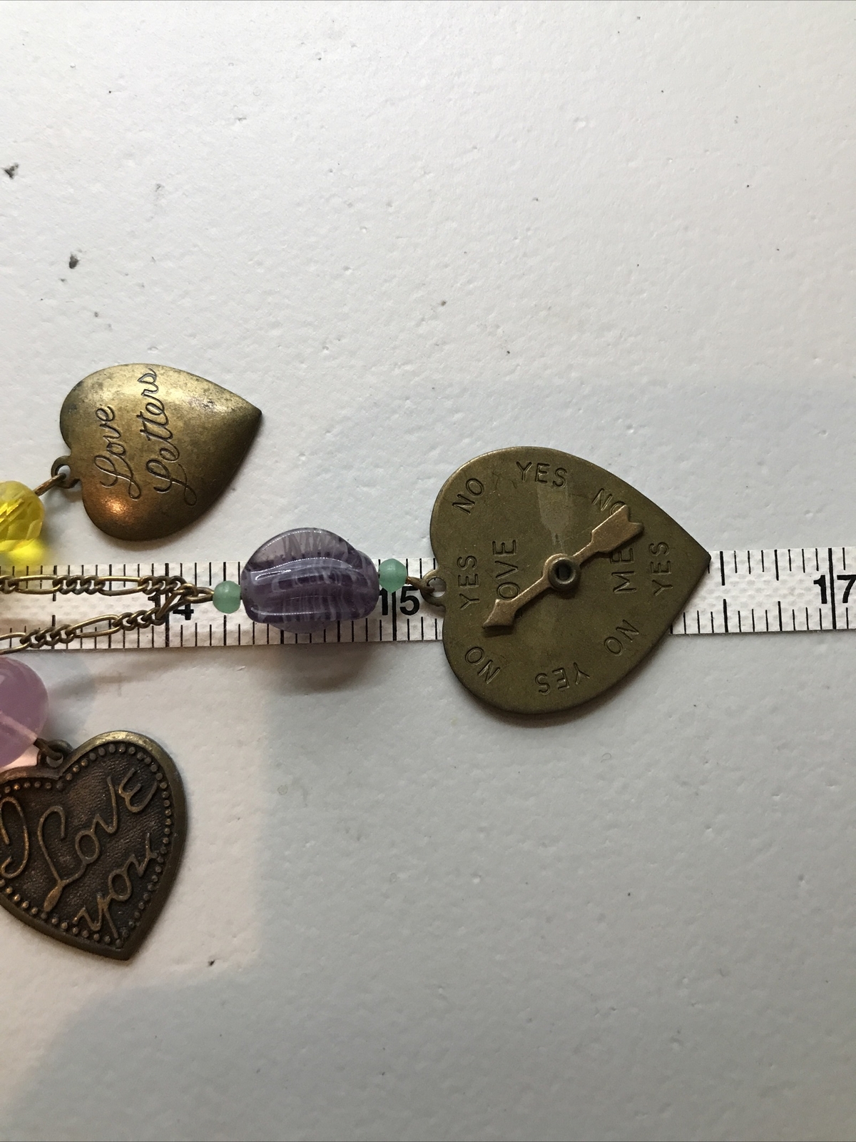 Vintage Glass Works Studio Brass & Glass Charms in Multi Colors Necklace 14