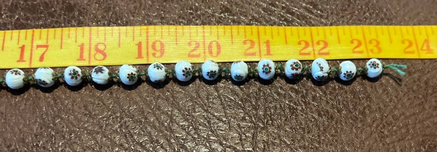 Vintage Murano Glass Beaded Necklace With Floral Design 22 Inches *Broken*