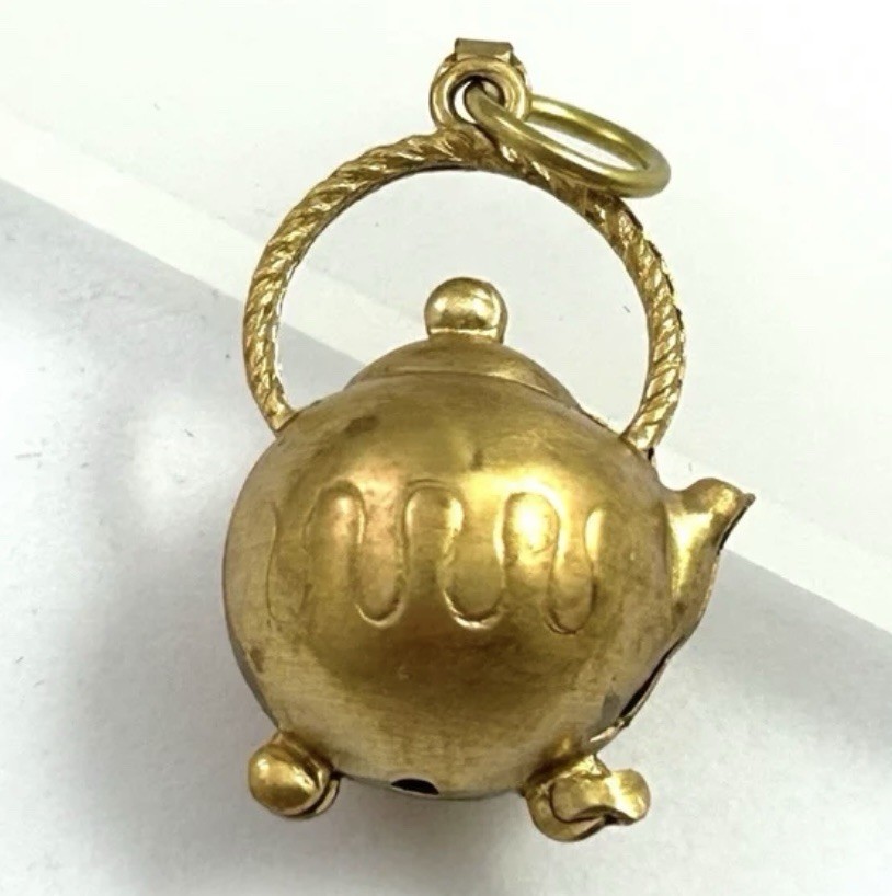 Vintage Charm Pendant Teapot Brass Metal Vintage Jewelry Tea Lover Gift For Her