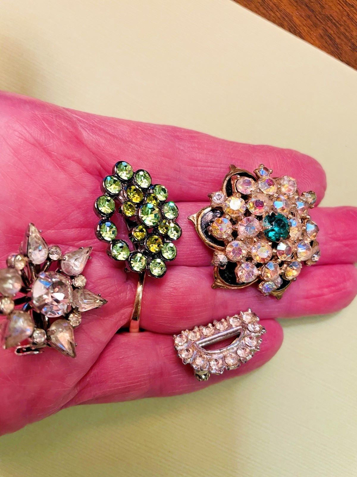 Rhinestone Jewelry Lot Dangle Earrings + 4 Pin Brooch Unsigned & Coro – 5 Piece