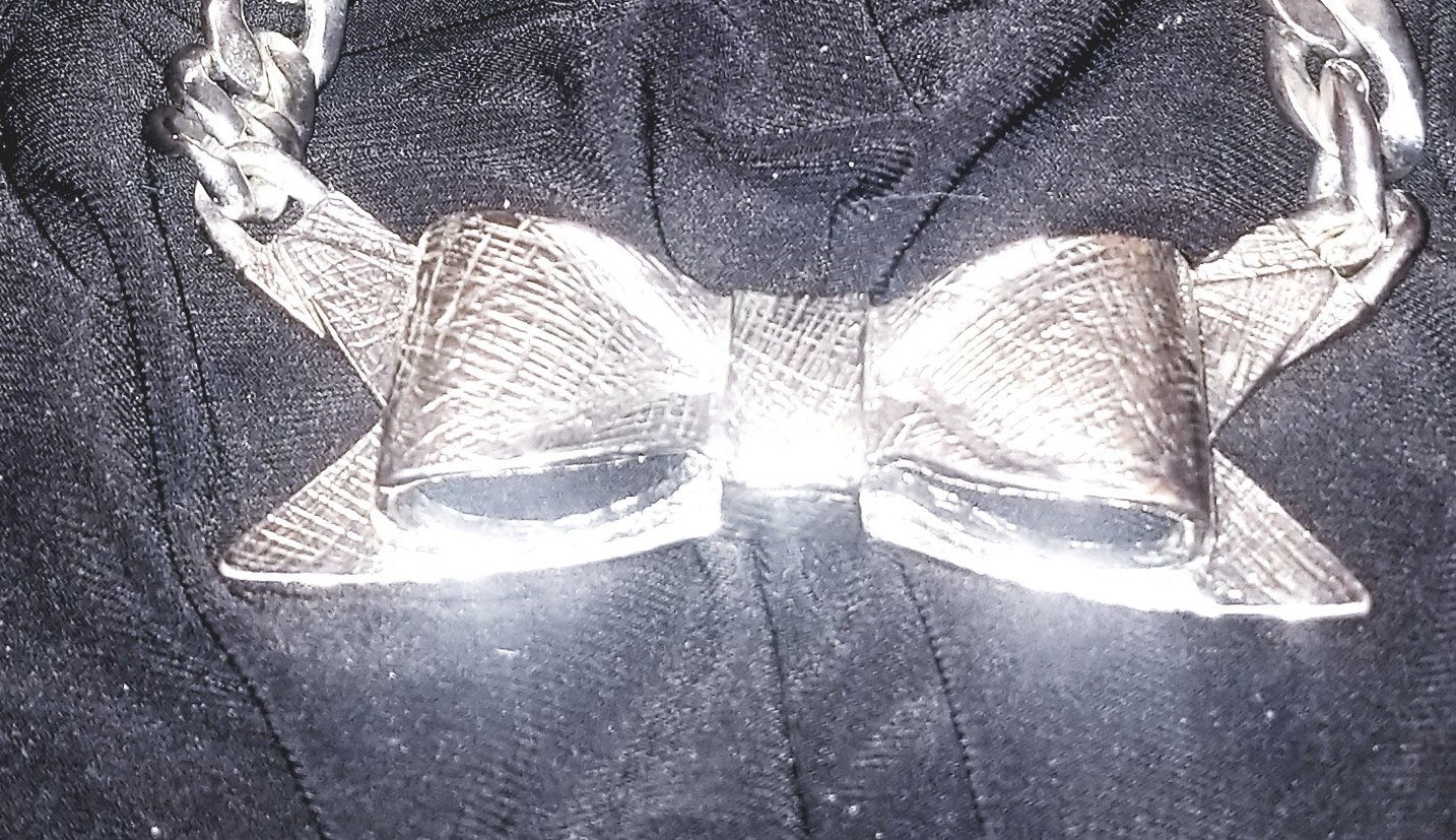 Heavy Silver Chain Necklace,”Lucia Of New York”, Bow Tie Choker, 18″ Adjustable
