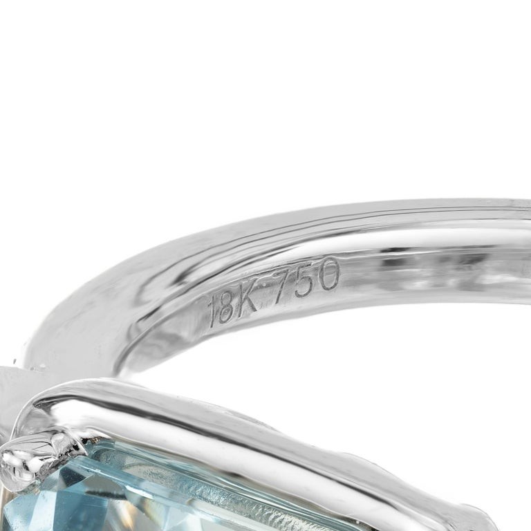 Peter Suchy 1.52 Carat Rectangular Aquamarine Diamond White Gold Engagement Ring