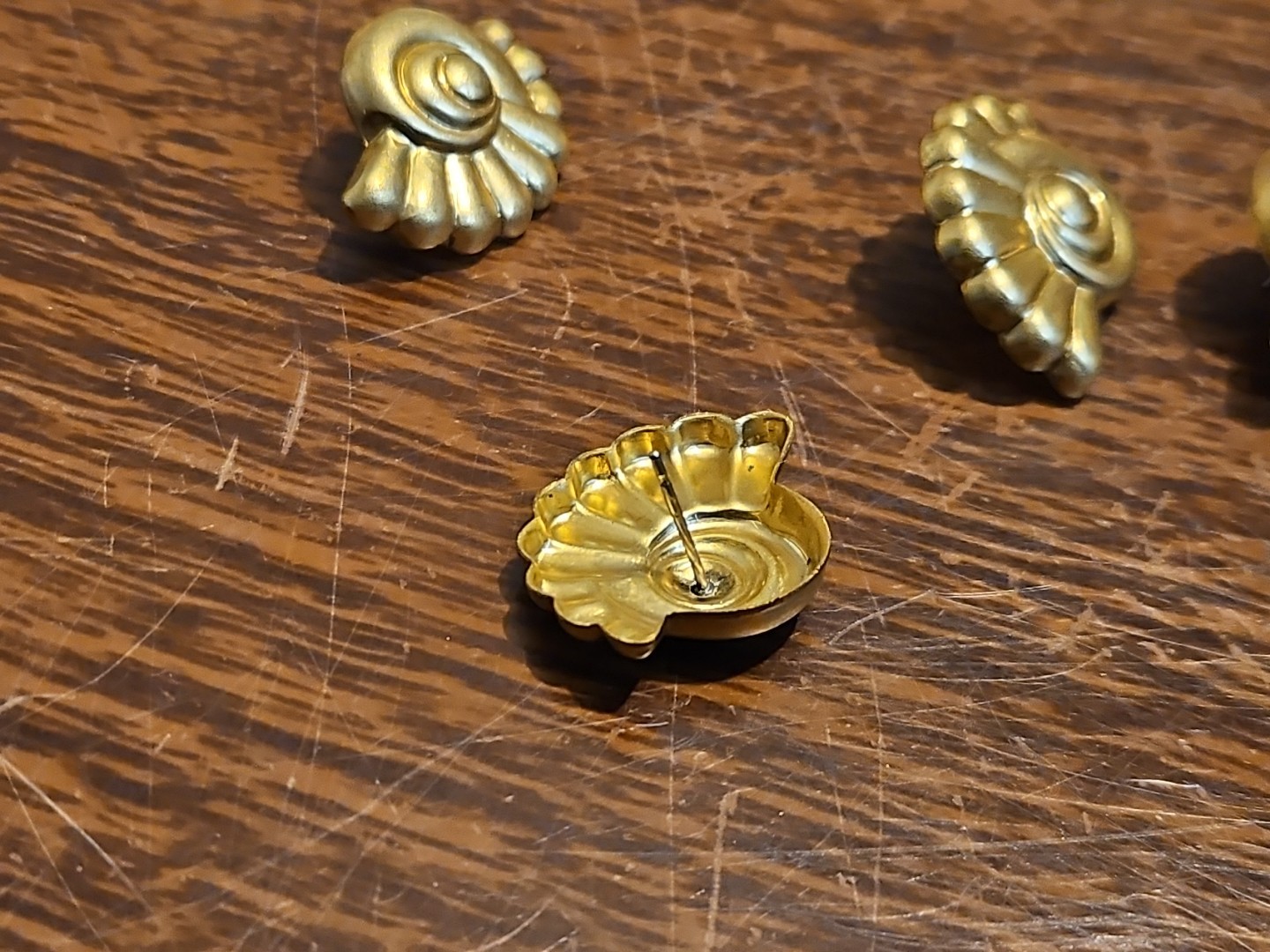 Lot Of 10 Circle Design PostEarrings France Vintage 60s Brass Stampings Jewelry