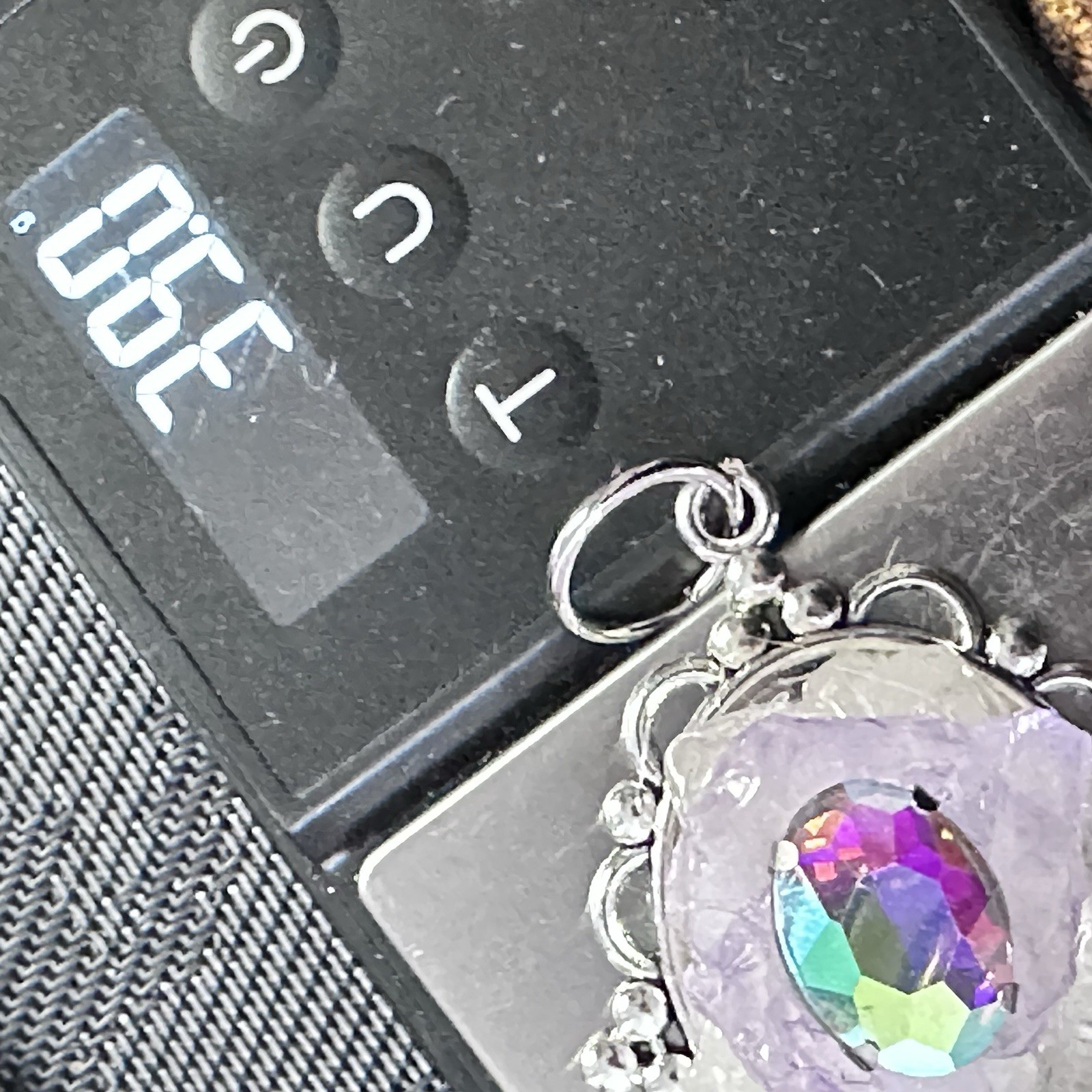 ARTISAN QUARTZ PENDANT GLASS BEADED COLLAGE NECKLACE HANDMADE STATEMENT OOAK