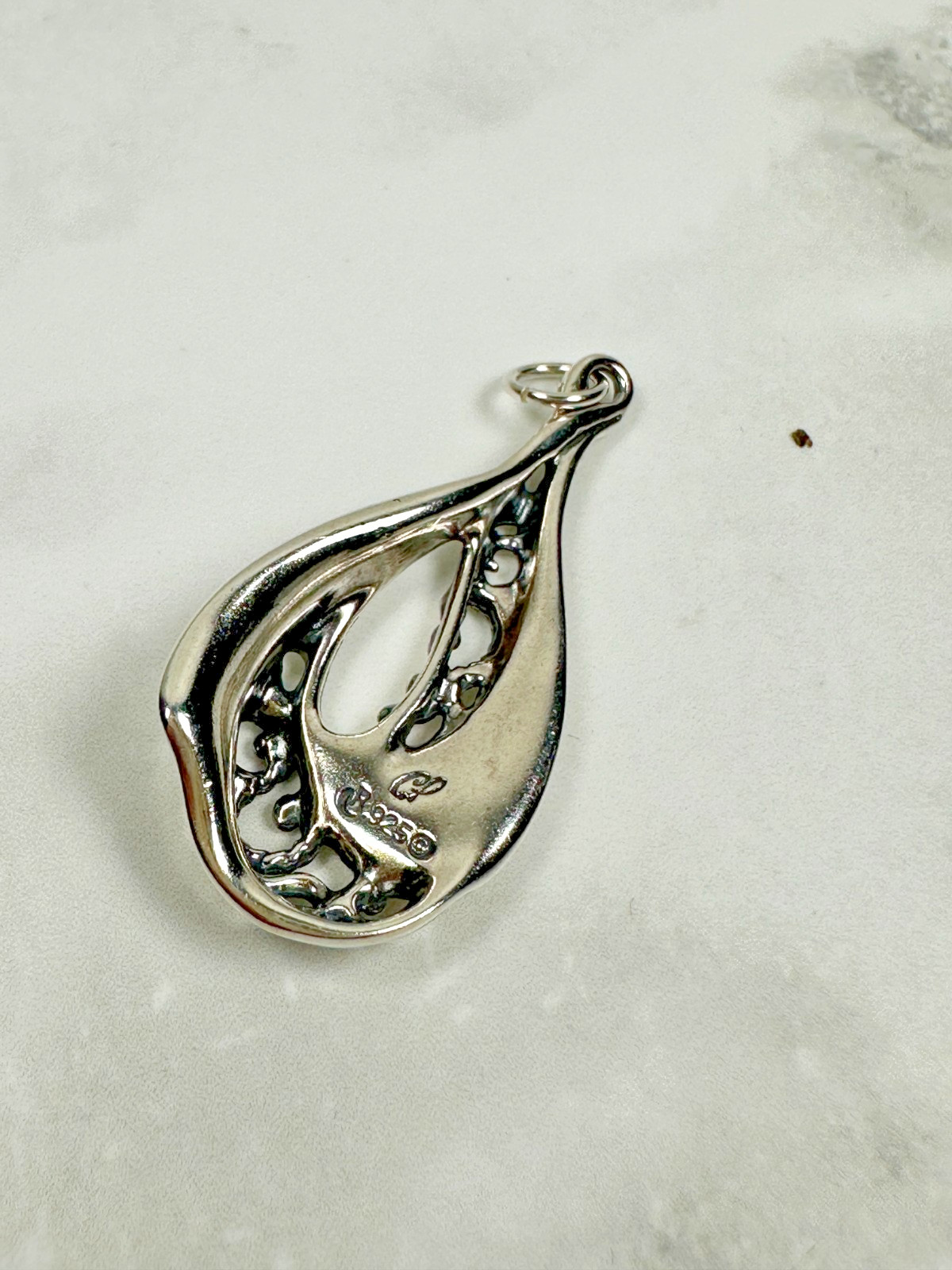 Carolyn Pollack Sterling Silver Scroll Work Teardrop Pendant – 925 – 1.25″ Long