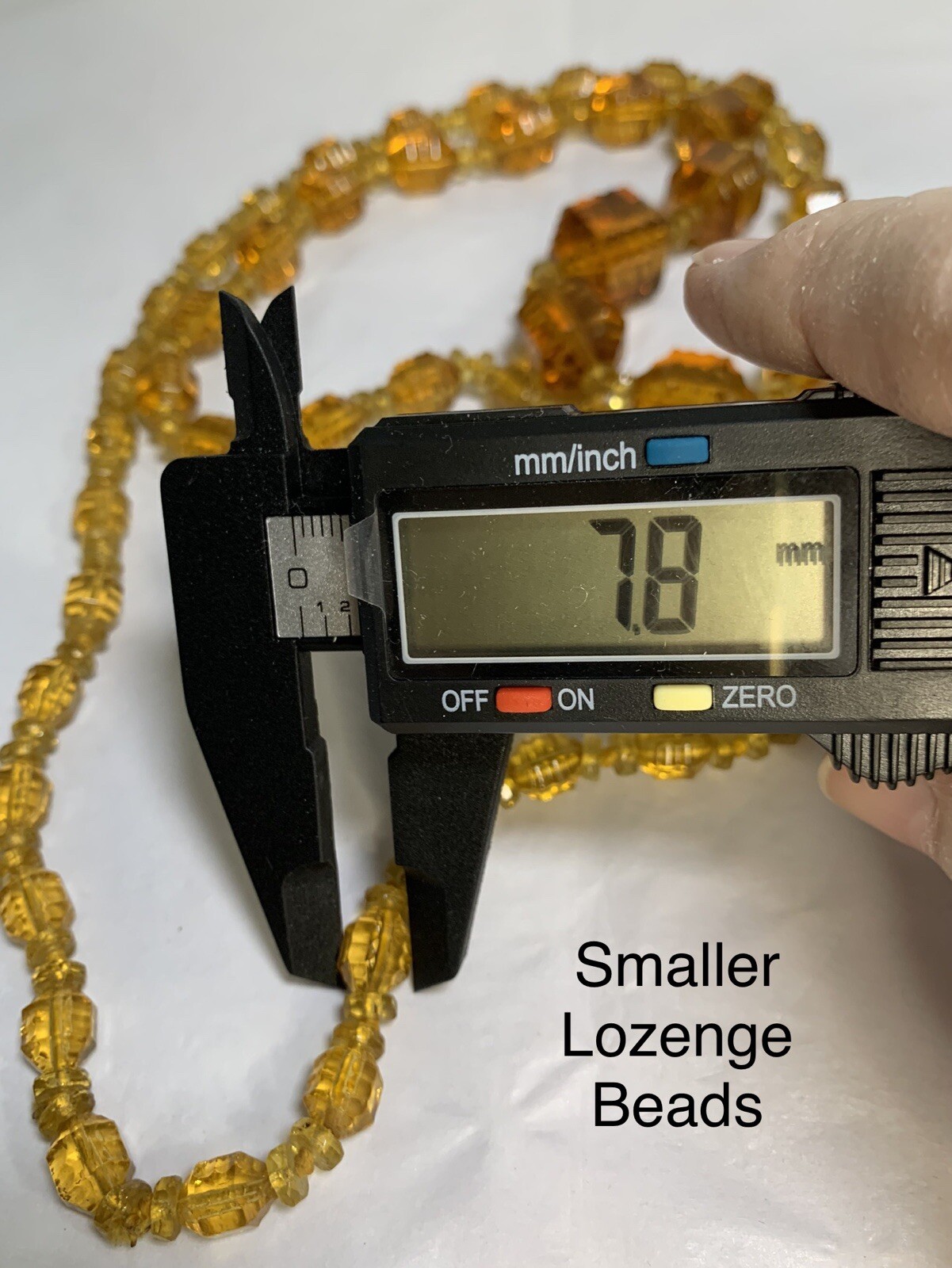 Vintage STUNNING Amber Czech Glass Lozenge Hand Knotted Beaded Necklace 36″ !