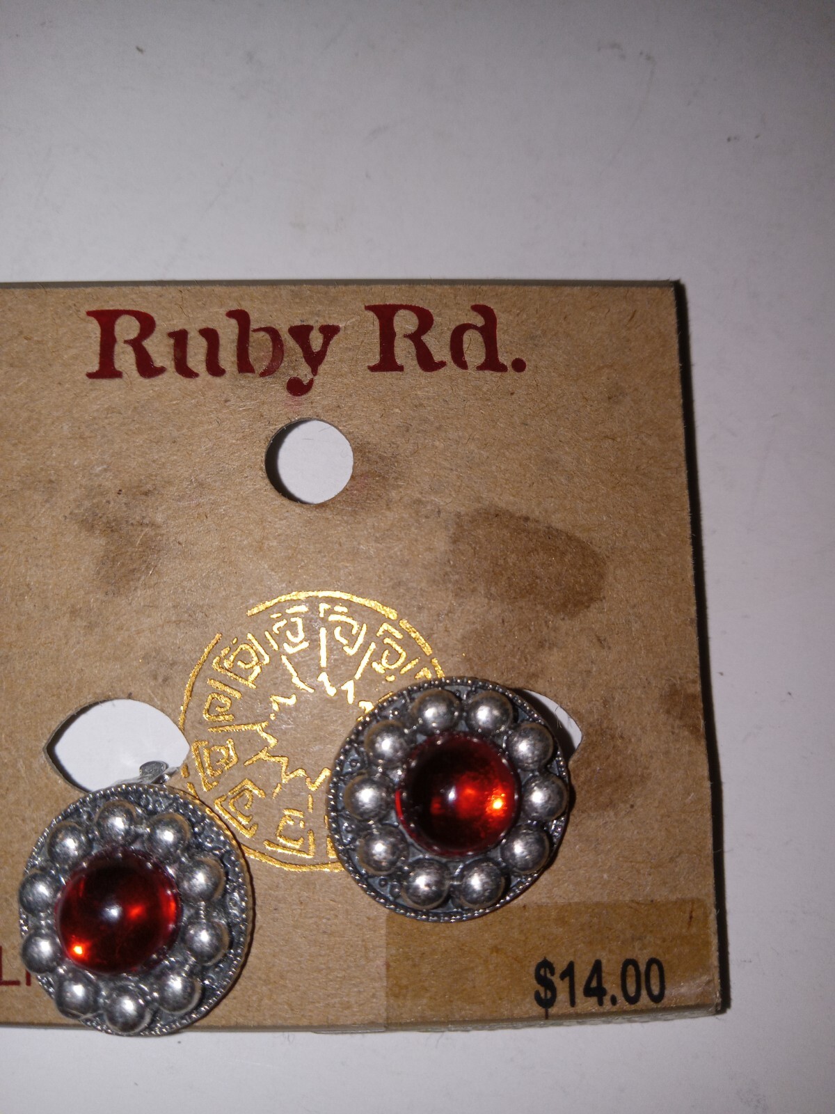 Ruby Rd Clip-On Earrings Silver Tone Red Accent