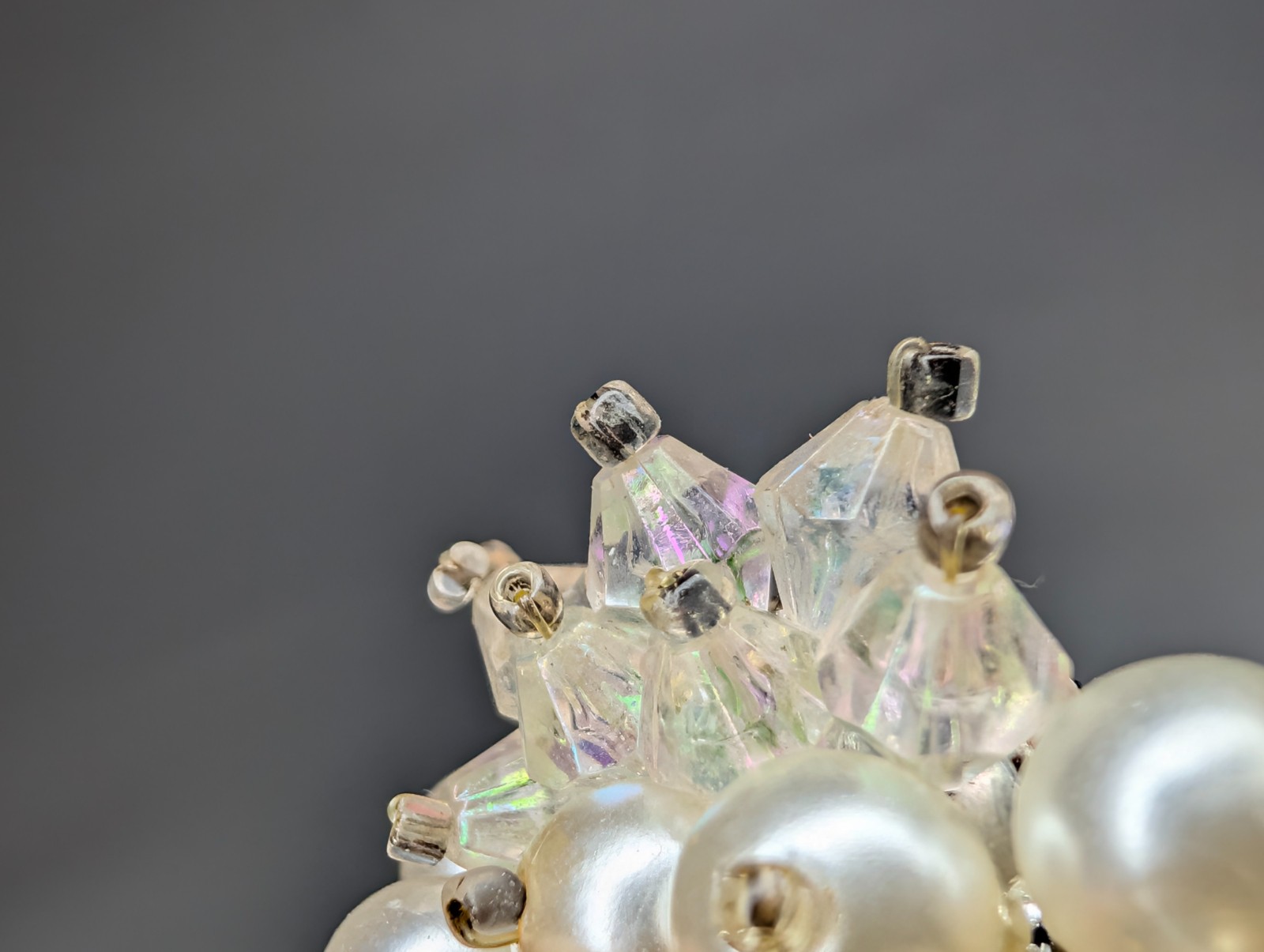 Vtg Multi-Color Pastel Lucite Necklace Earring Set Faux Pearl Mid-Century