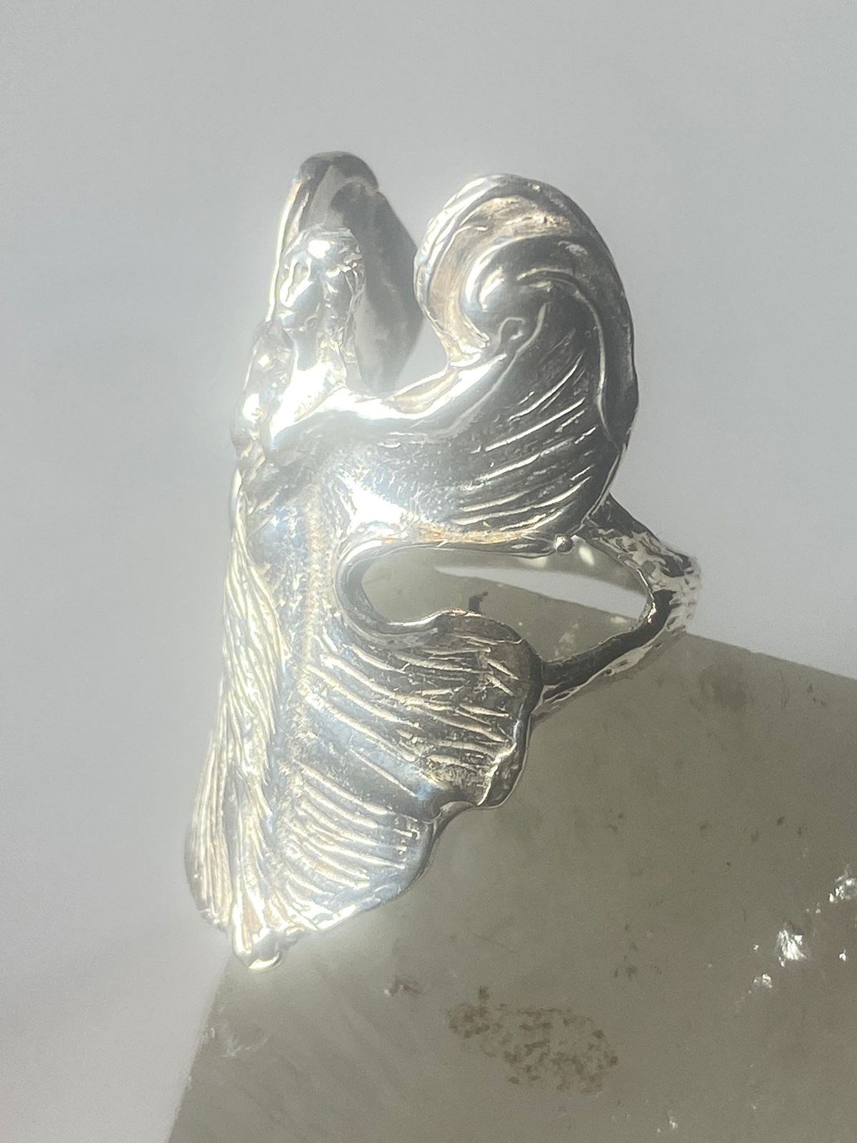 Wings Lady ring Art Deco influences band sterling silver women girls