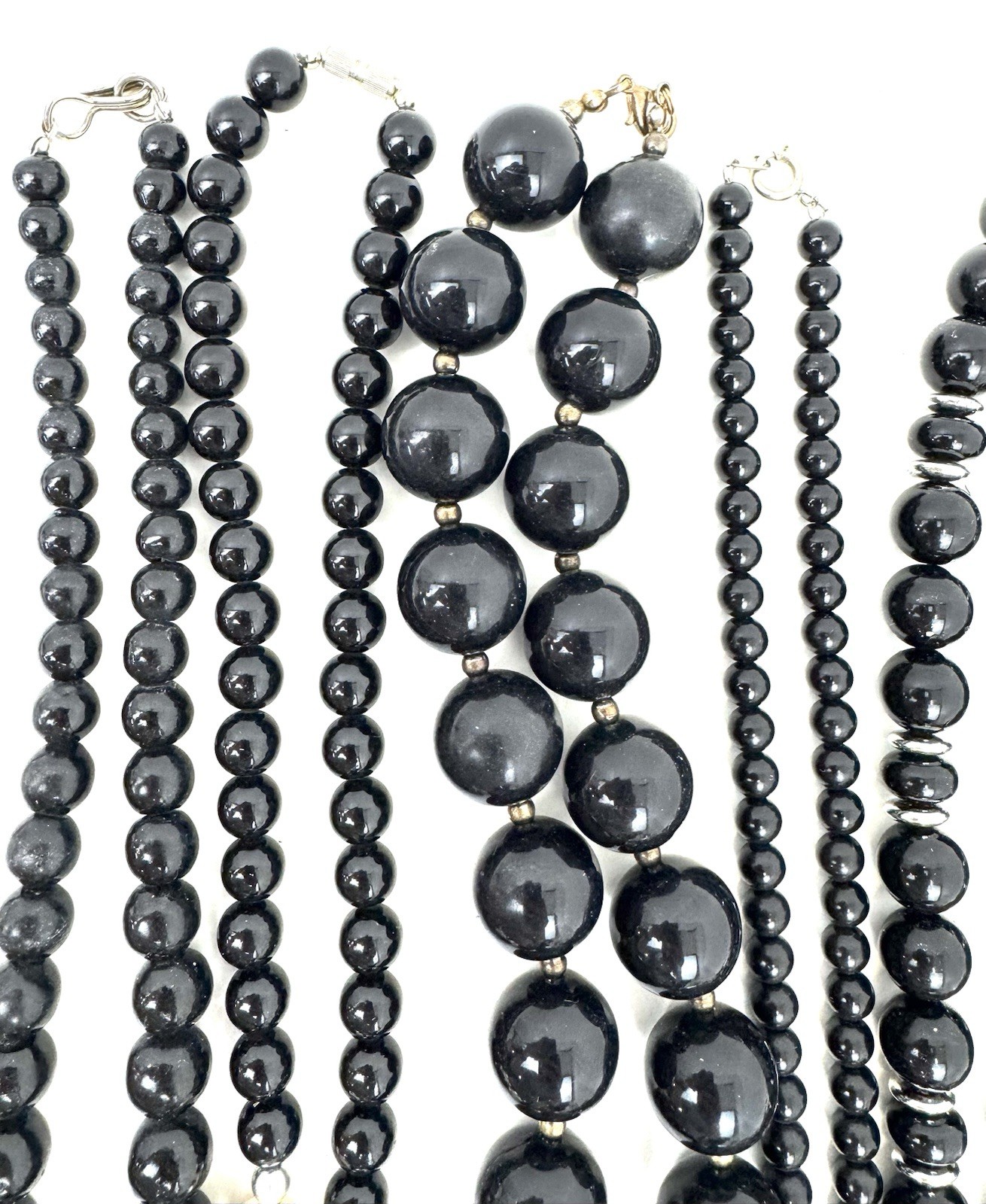 Lot 10 Black Beaded Necklaces Glass Acrylic Faceted Vintage Style Bulk