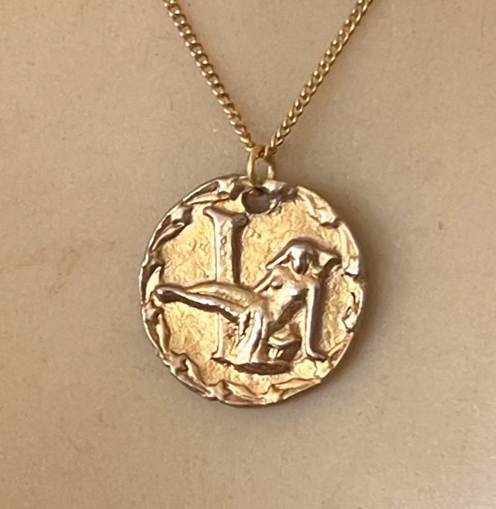 Vintage Virgo Zodiac Necklace Horoscope Astrology 1970’s Coin Pendant
