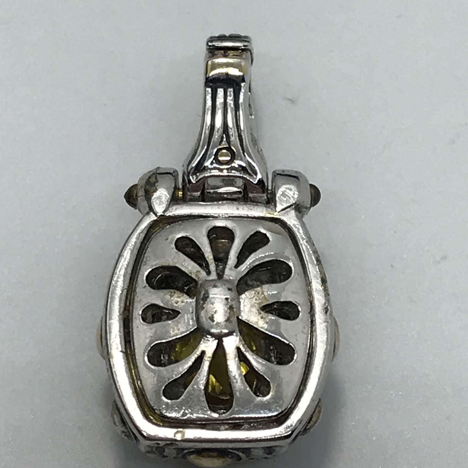 Vintage Renaissance Revival 2-Tone Citrine Yellow Cubic Zirconia Pendant