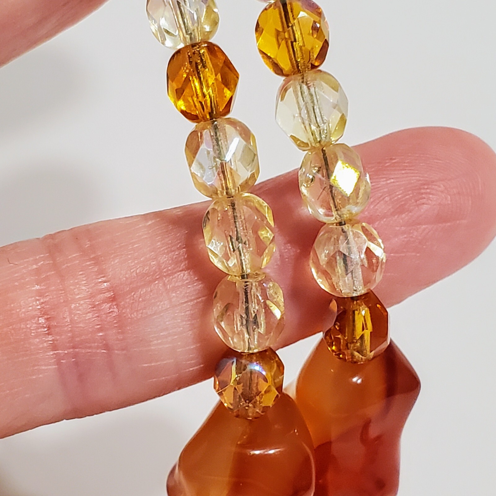 Bead Necklace Carnelian Agate Bone Crystal Butterscotch Egg Yolk Amber Beads UV