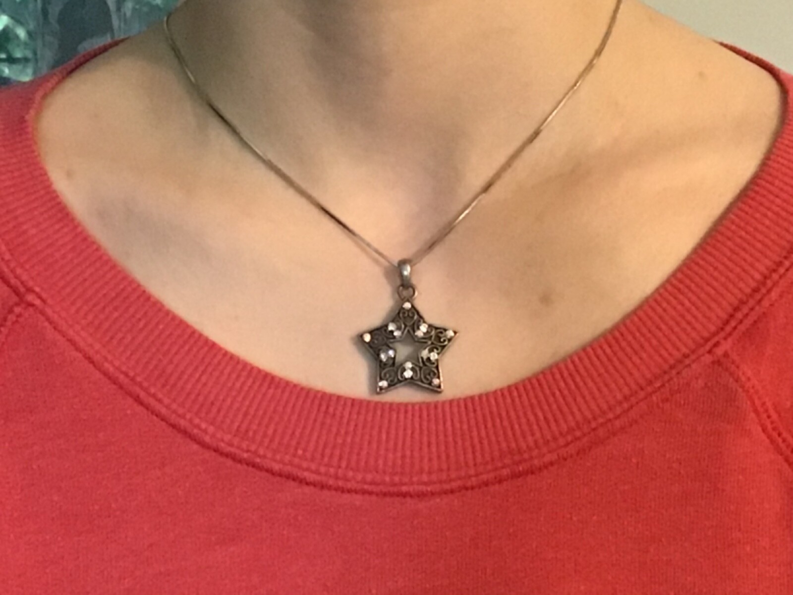 Vintage Silver Plated Rhinestone Star Pendant