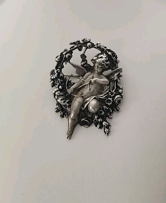 Cupid/ Cherub 925 Brooch/Pin/ Pendant, Sterling Silver