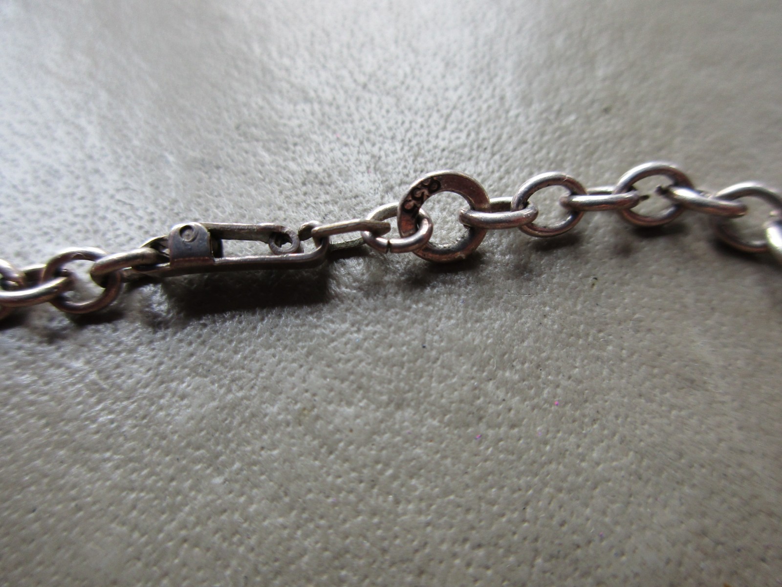 ANTIQUE OLD GERMAN STERLING SILVER RARE BOX CLASP CHARM BRACELET BELCHER CHAIN