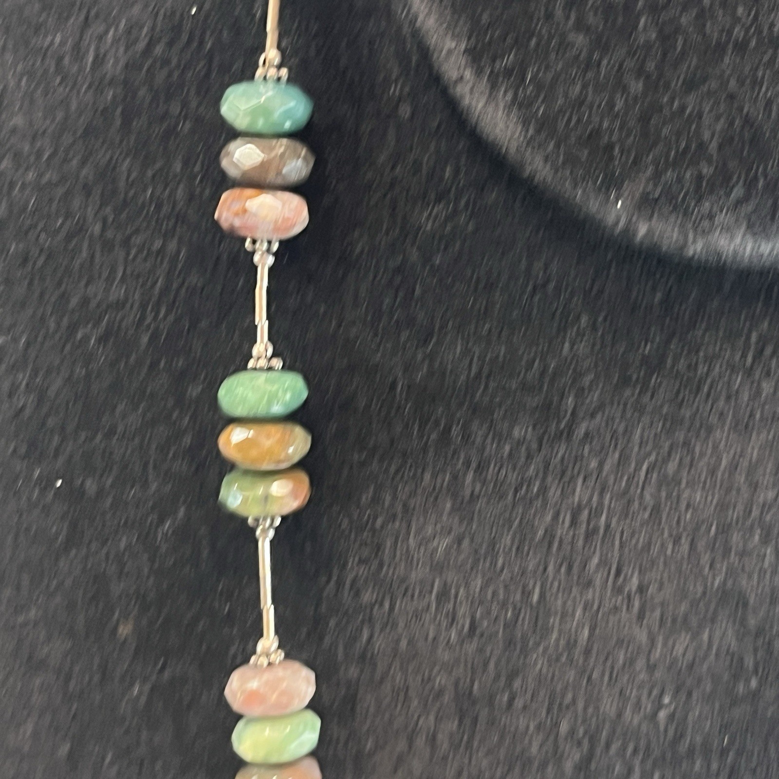 Vintage 18” Faceted Agate Necklace With Sterling Closure