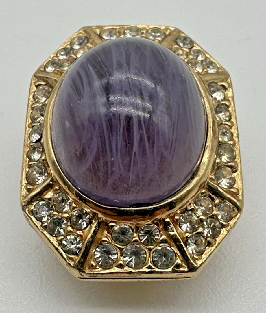 Vintage Ciner Gripoix Poured Glass Cabochon & Rhinestone Clip-on Earrings
