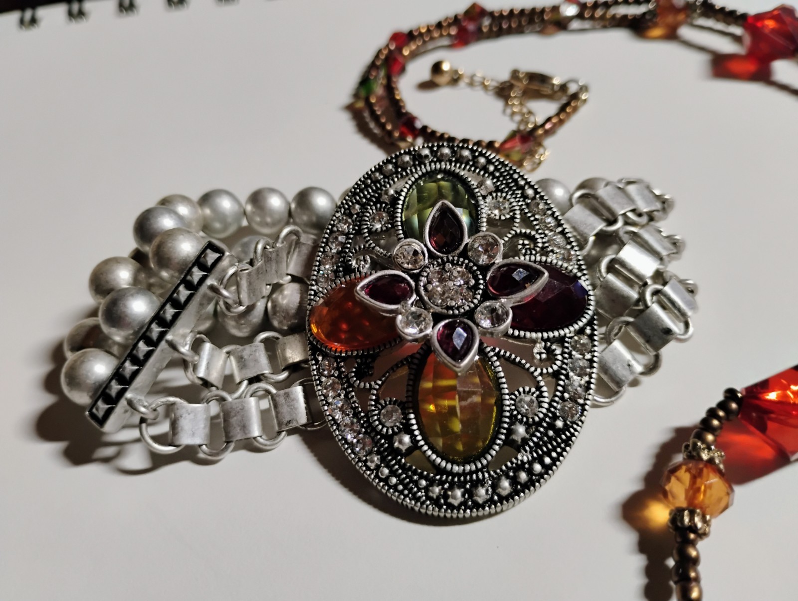 Stunning 23″ Czech Glass? Handmade Vintage Necklace & Matching Art Nouveau…