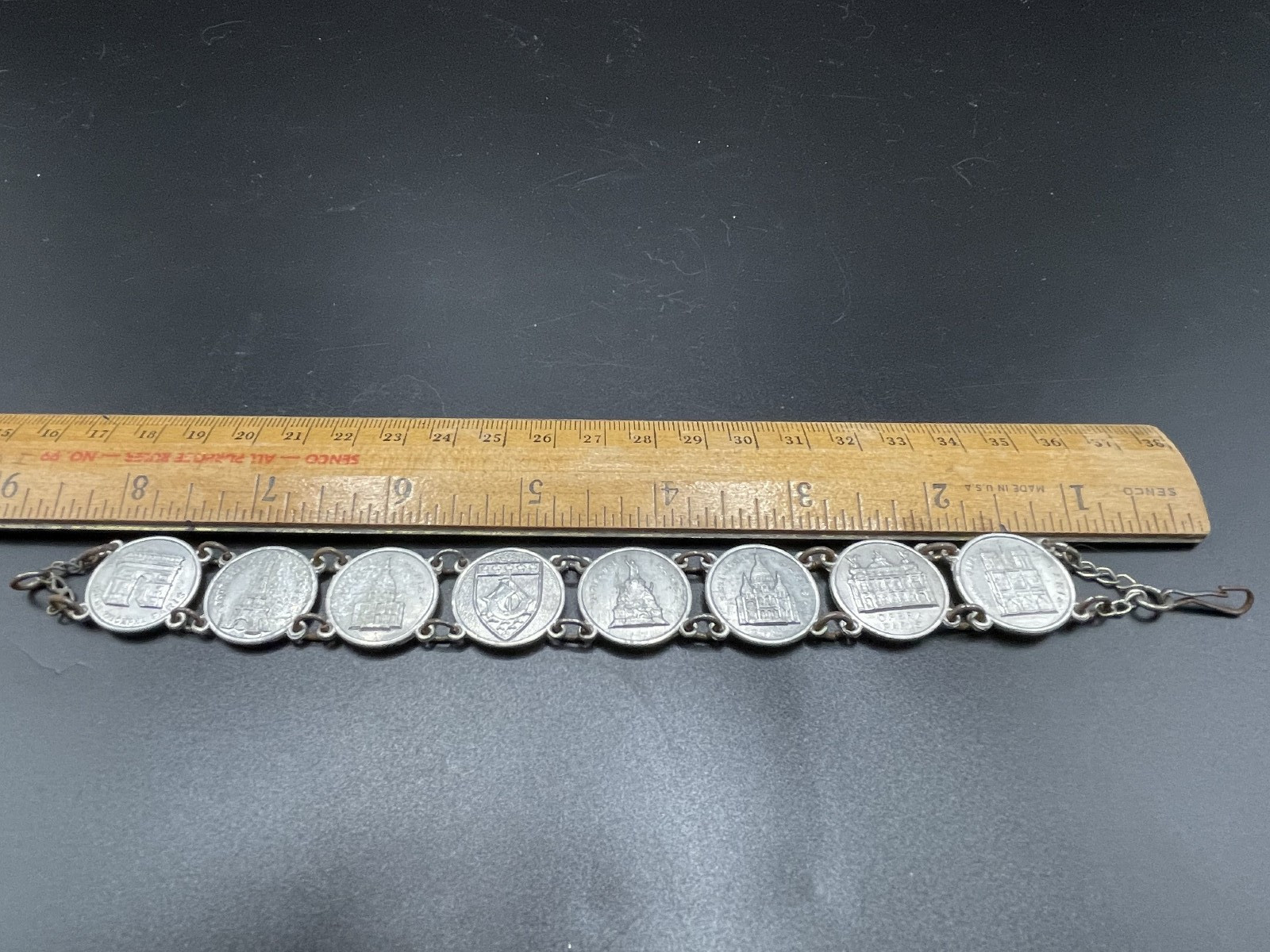 Vintage Aluminum Paris Souvenir Bracelet