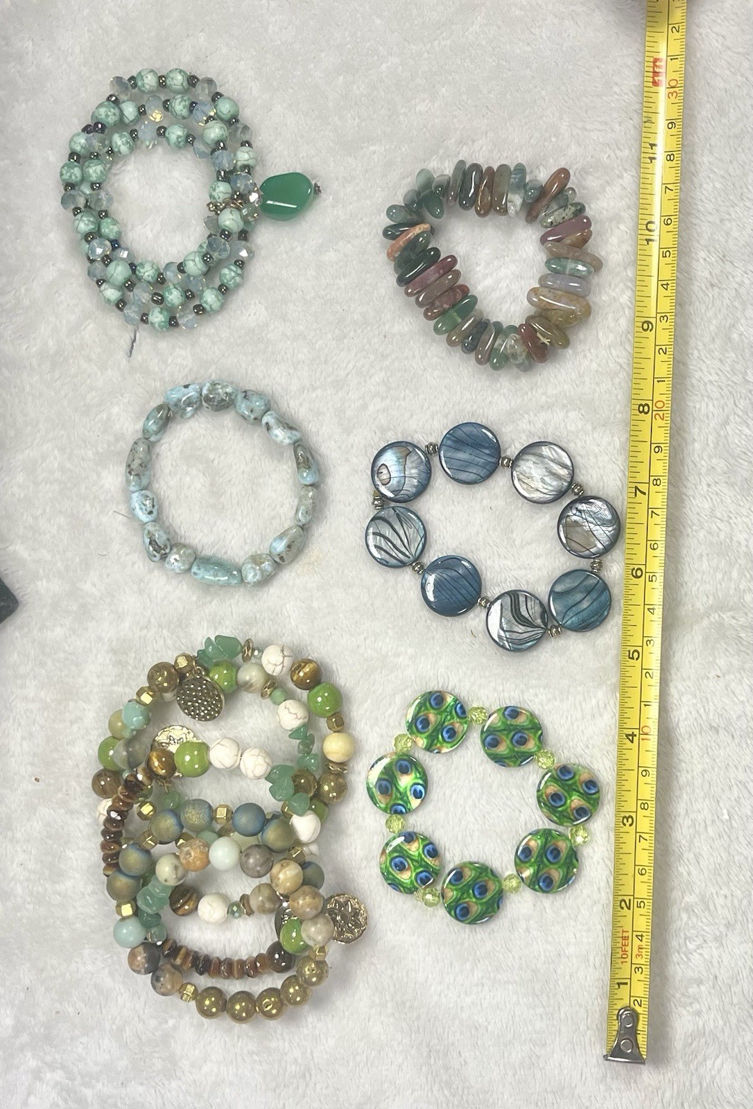Vintage Costume Jewelry Bracelets (Stretch, Wrap Around, Glass Beads, Stones)
