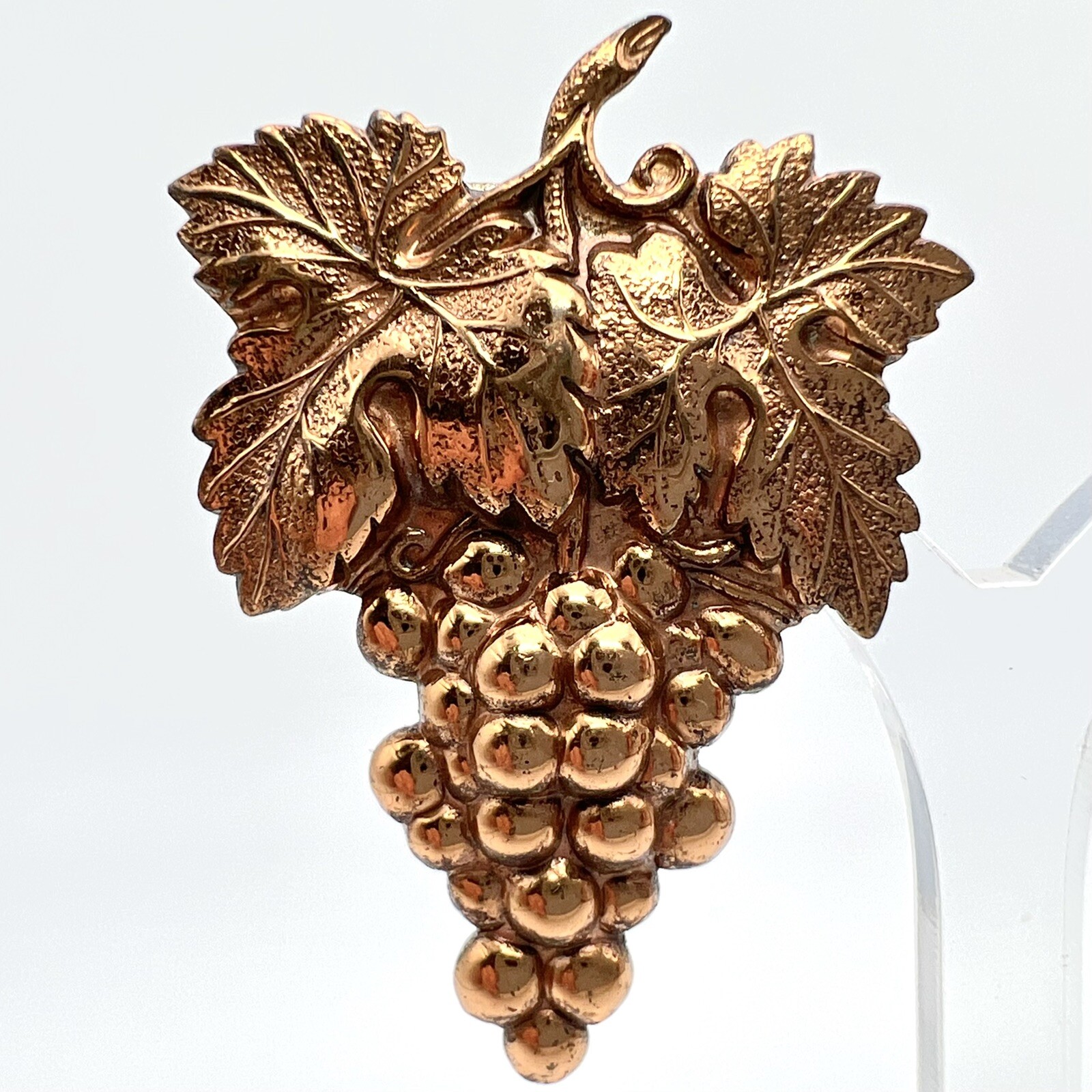 Vintage 1930s Copper Color Bunch of Grapes Vineyard Wine Dress Clips PAIR