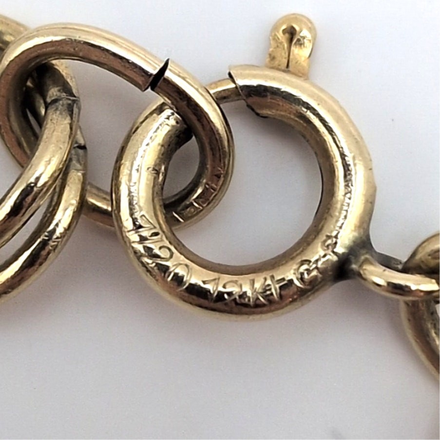 VTG 1/20 12K GF Gold Filled Double Curb Chain Starter Charm Bracelet 8.74g 7.25″