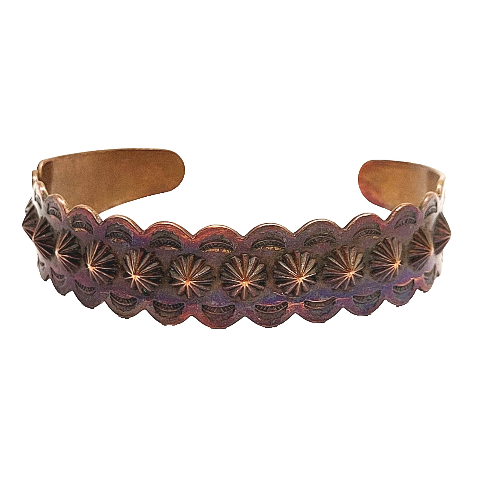 Copper Southwestern Concho Repousse Arrow Engraved Design SMALL Cuff Bracelet
