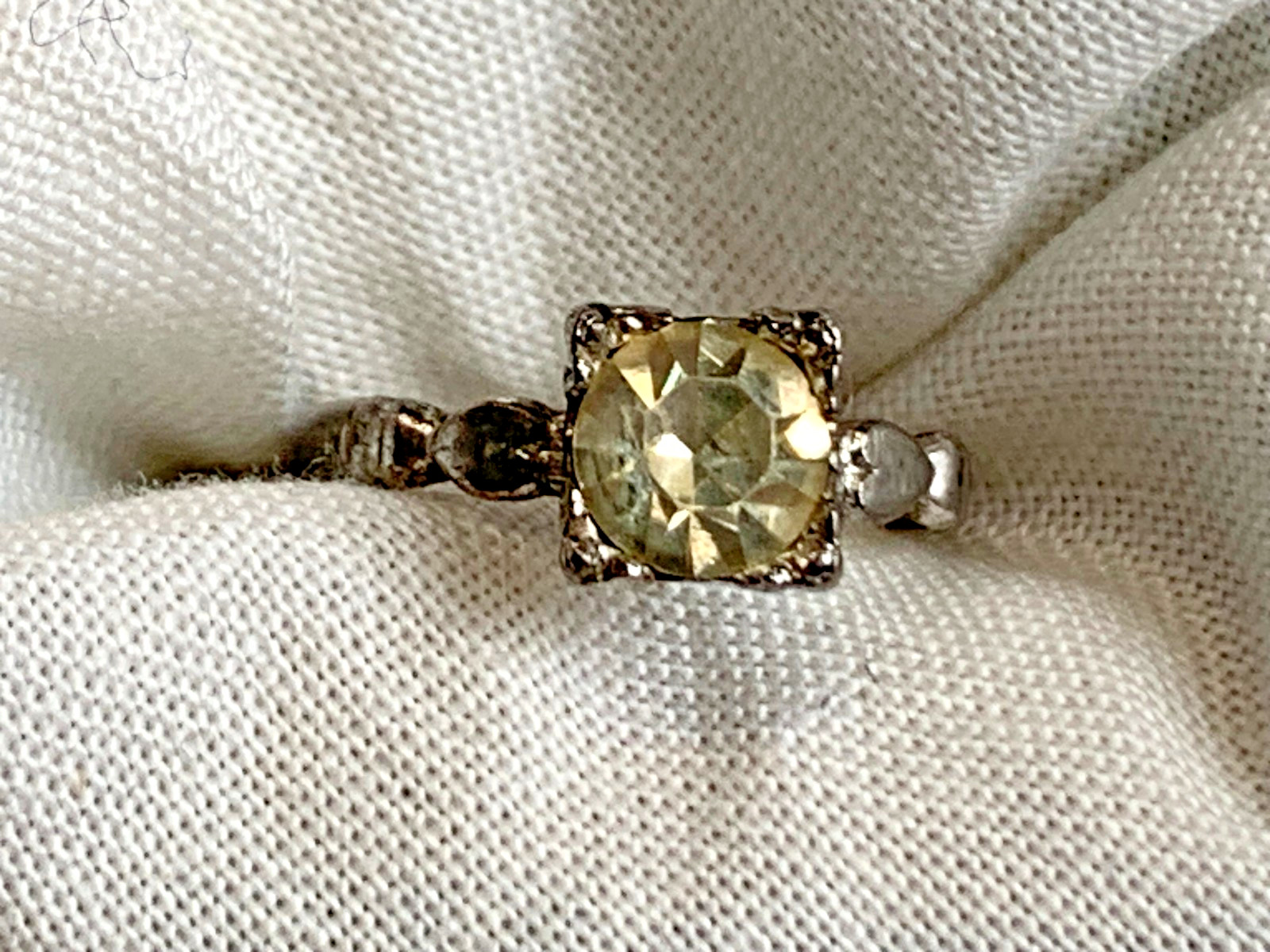 Vtg Sterling Silver Childs Ring 1g Fine Jewelry Size 1.75 Tinted Stone *READ*
