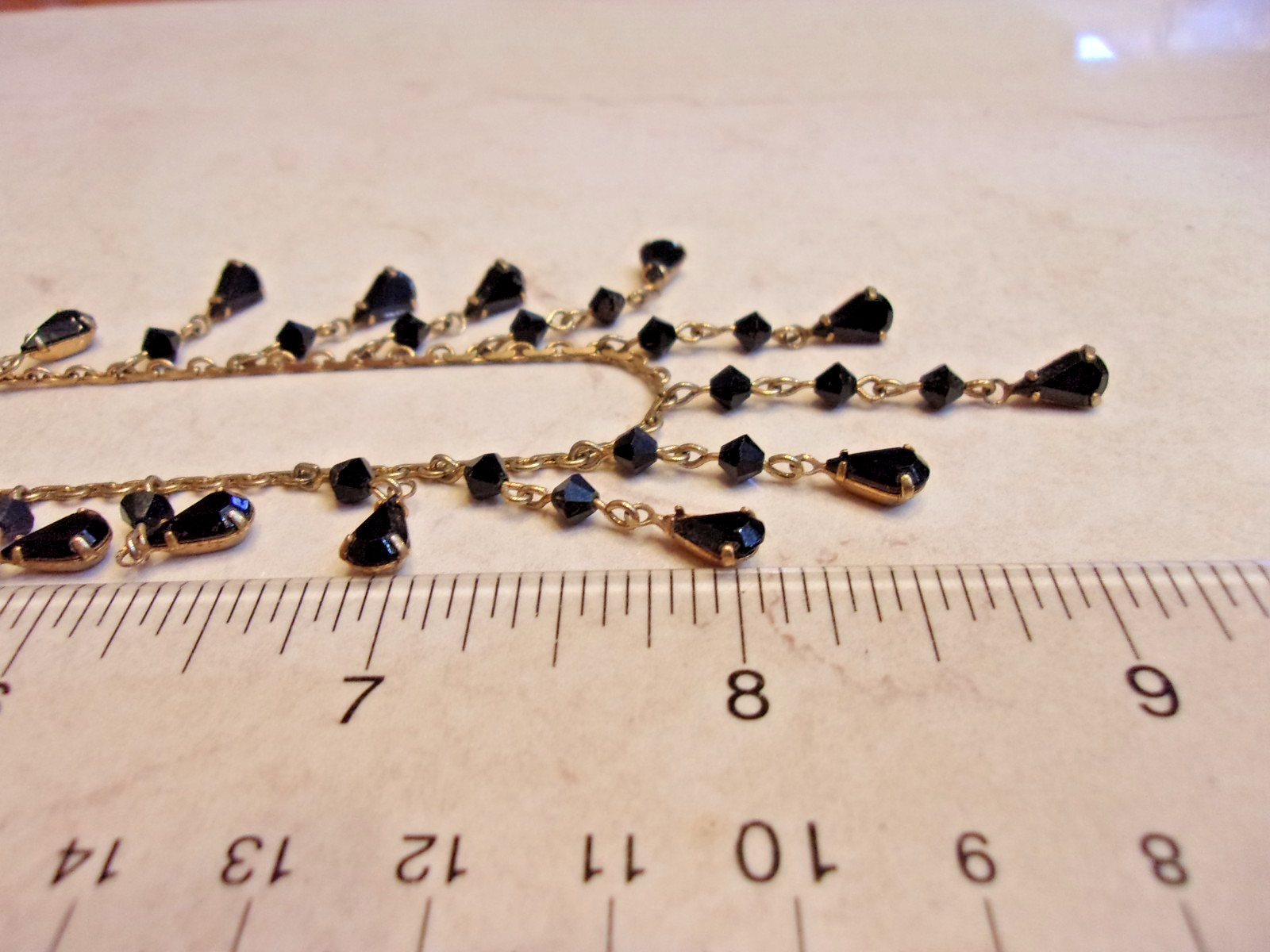 Vintage Look Austrian Crystal USA Teardrop Shape Beaded Dangle Necklace