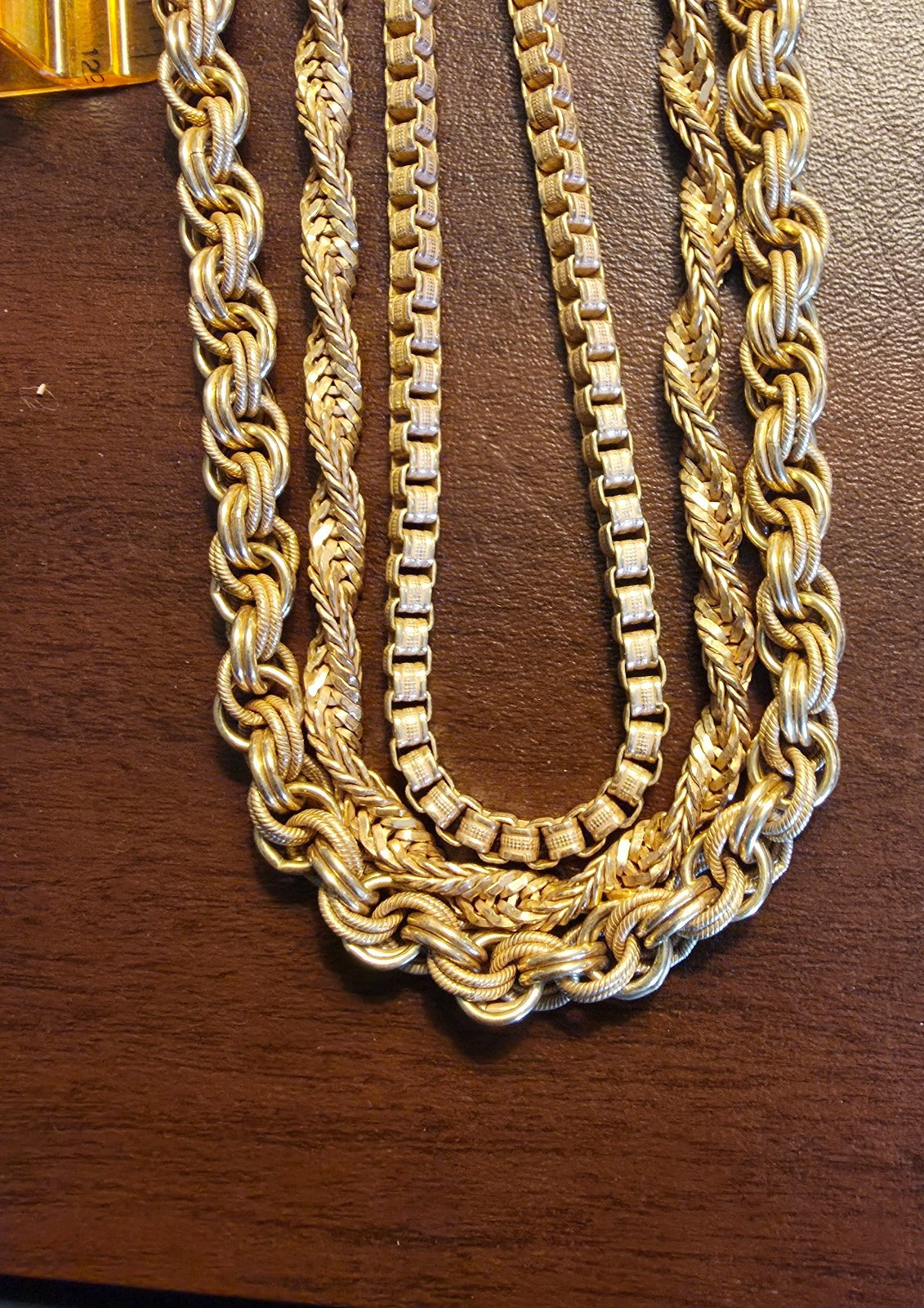 MIRIAM HASKELL MULTI GOLD ROPE CHAIN NECKLACE VINTAGE SIGNED WITH BOX