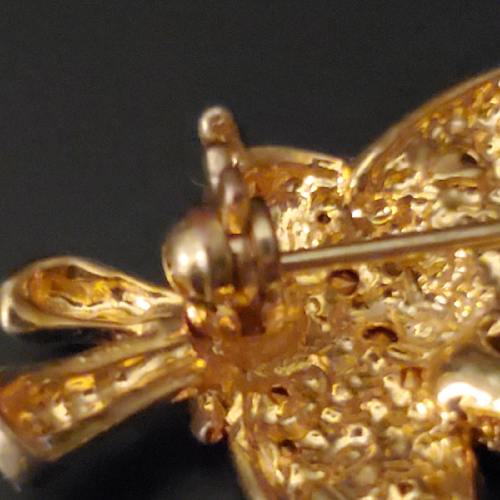 Vintage Goldtone Pin Faux Pearl and Rhinestone Leaf Shape Brooch 1 1/2 inch EUC