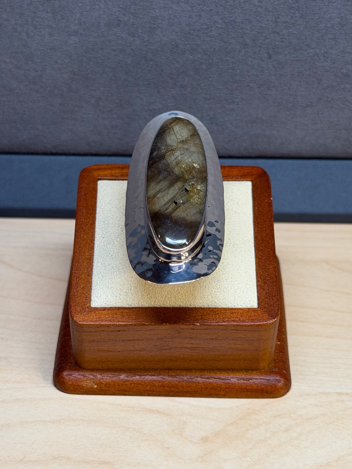 DOMINIQUE DINOUART DDD Mexico 925 Silver Labradorite Elongated Ring Sz 7.25 NEW