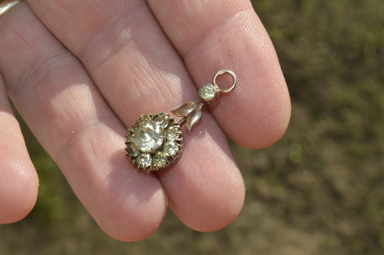RRR Antique Jewelry 1950s !! Ukraine russian pendant SILVER 875 Art Deco flower