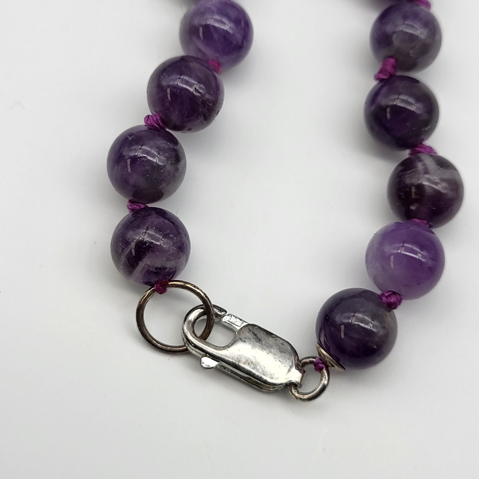 Stunning Purple Charoite & Amethyst Bead necklace Sterling Silver Southwest Bold